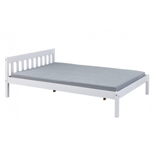 Letto 1 piazza e mezza, in pino tinto bianco, cm 148x210x70, rete esclusa