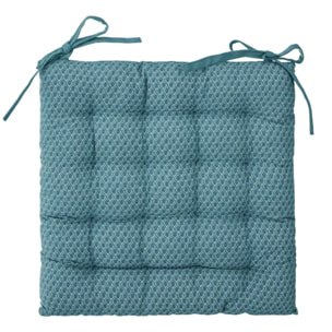 Galette de chaise "Otto" - coton - bleu canard - 38x38 cm