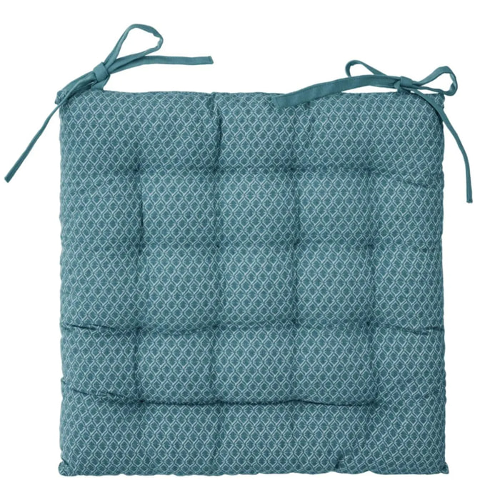 Galette de chaise "Otto" - coton - bleu canard - 38x38 cm