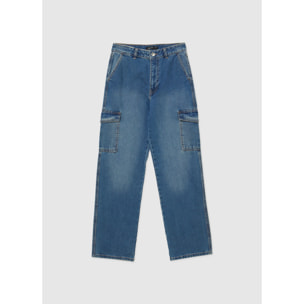 Jeans cargo vita alta