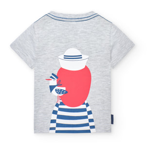 Camiseta niÃ±o estampada, mangas cortas, gris claro, 338105