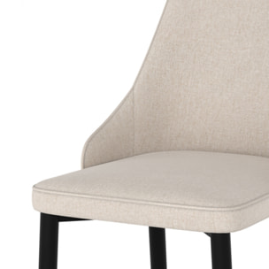 Lot de 2 chaises en tissu beige et pieds en métal - Pipo