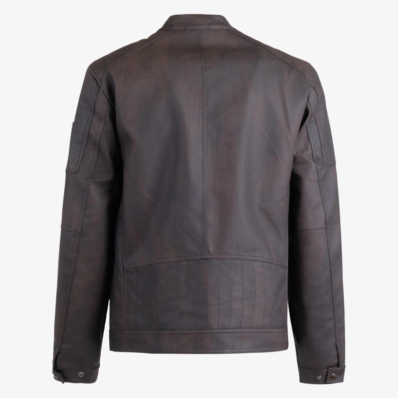 Giacca Esercito marrone in pelle con zip uomo