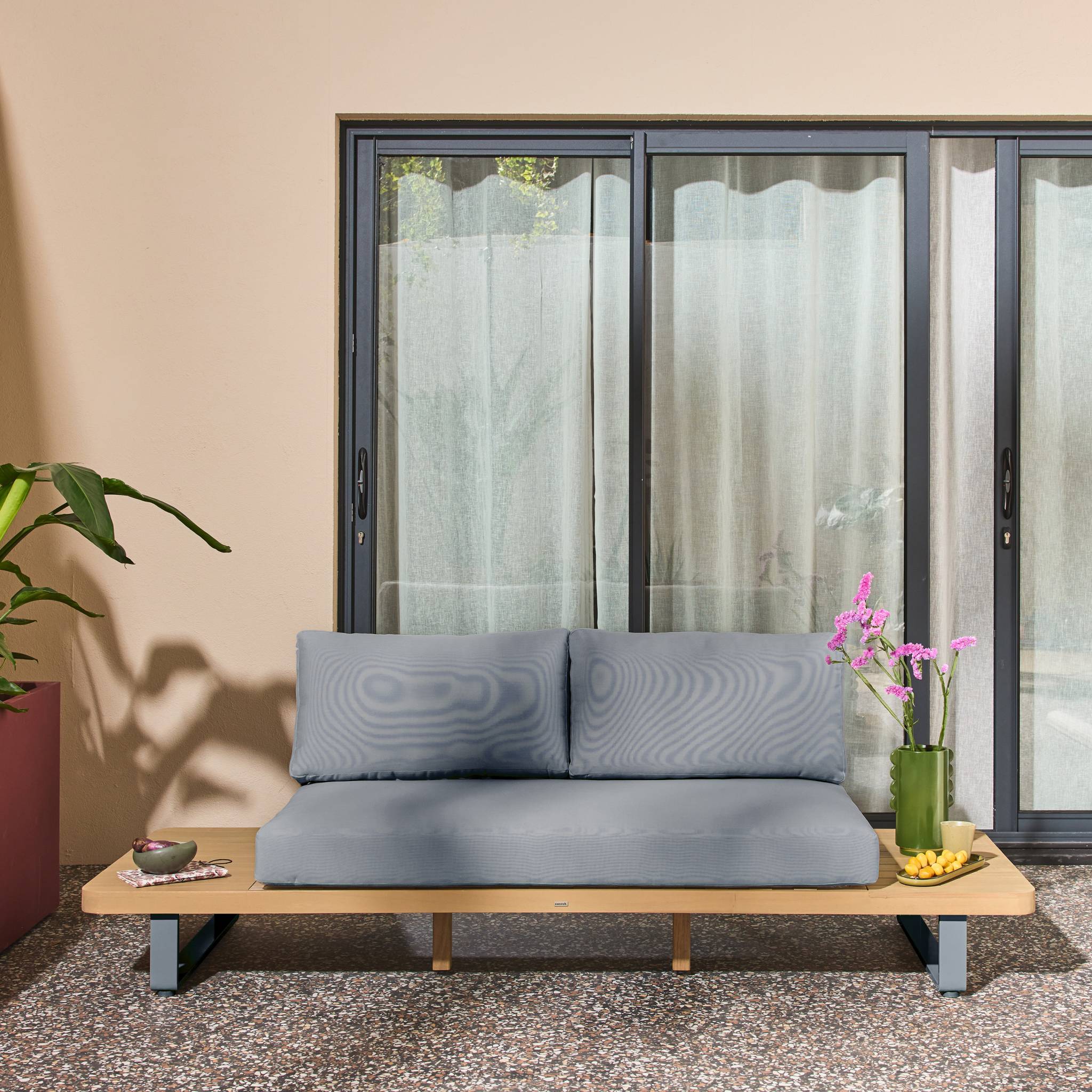 Banquette de jardin bois d'acacia et aluminium 2 places ACALIA LATIKA