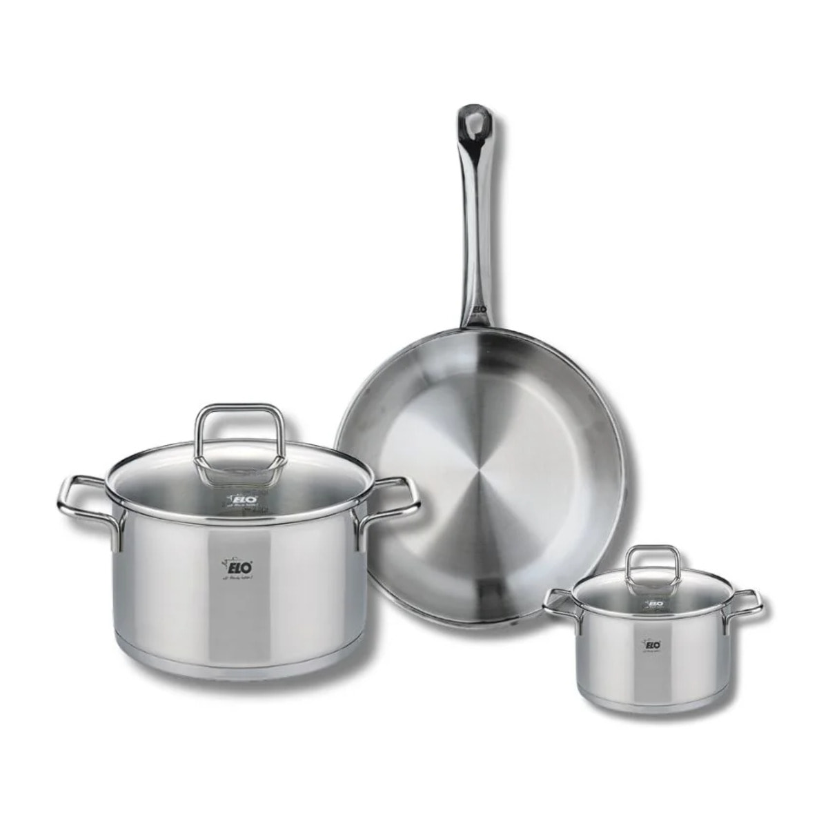 Ensemble de 1 Poêle de cuisson 24 cm et 2 faitouts 12 et 20 cm Elo Profi Citrin