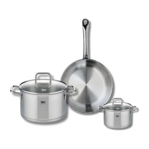 Ensemble de 1 Poêle de cuisson 24 cm et 2 faitouts 12 et 20 cm Elo Profi Citrin