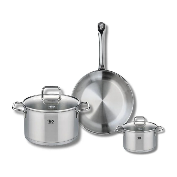 Ensemble de 1 Poêle de cuisson 24 cm et 2 faitouts 12 et 20 cm Elo Profi Citrin