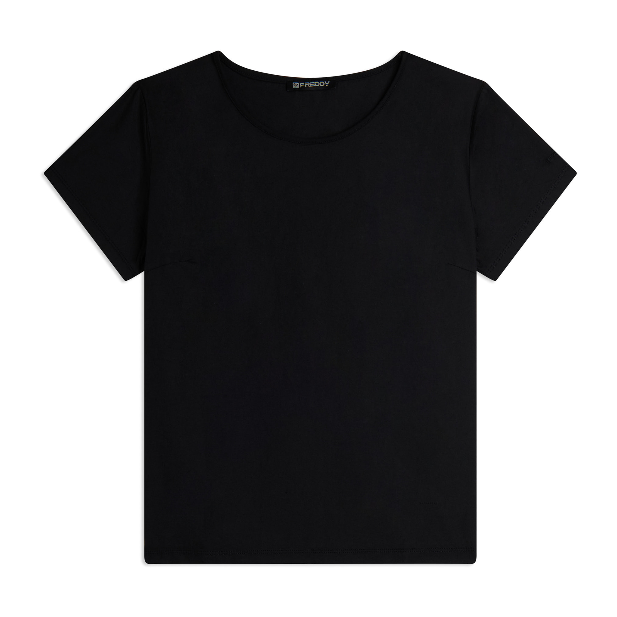 T-shirt regular da donna in tessuto stretch a base cotone