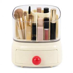 Organizador de maquillaje color crema con cúpula y cajón