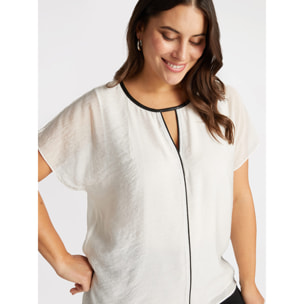 Fiorella Rubino - Blusa con bordes negros. - Blanco