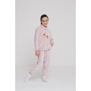 Pigiama bambina foxy in coral con collo tre bottoni Noidinotte