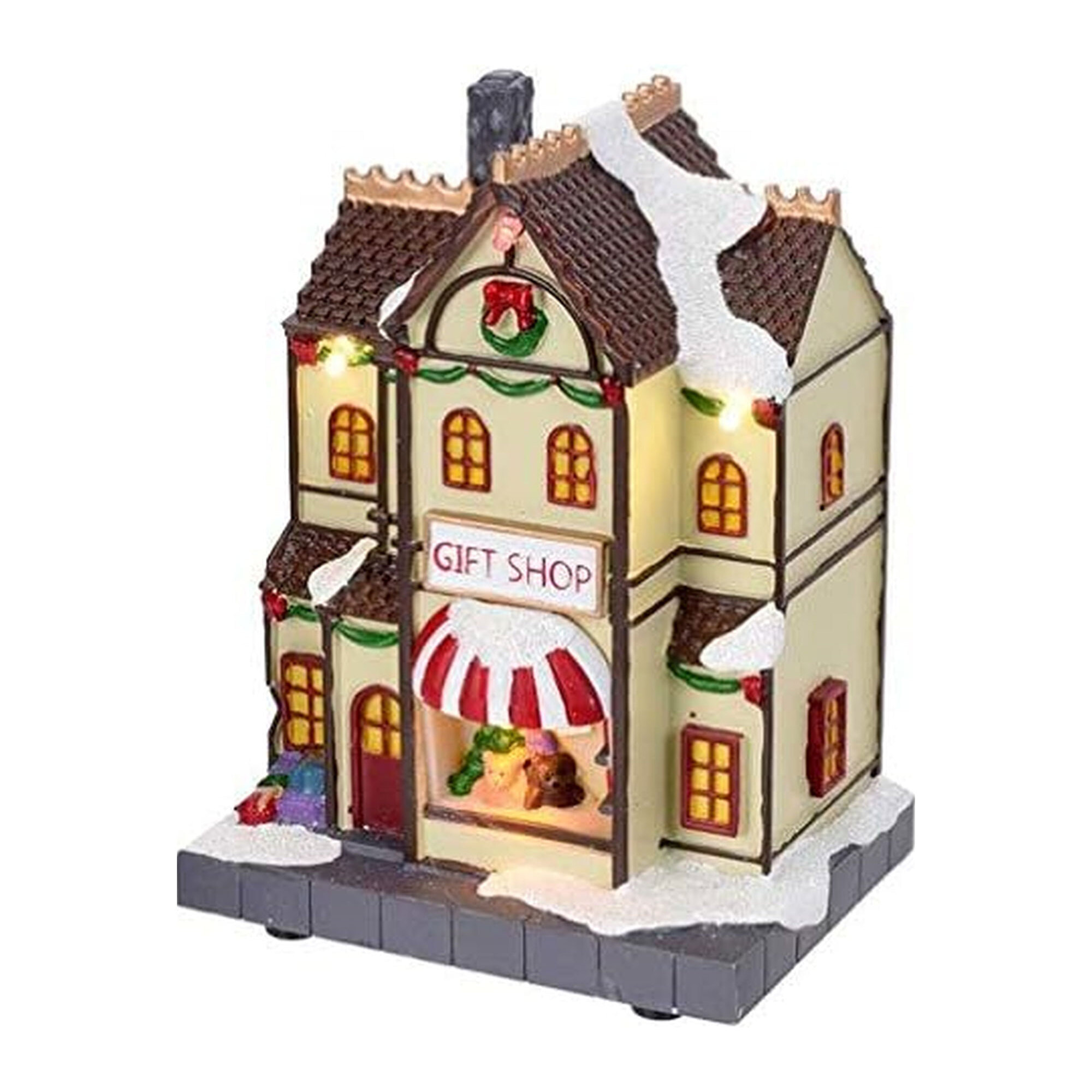 Conjunto de 14 piezas de escena de pueblo navideño con iluminación led