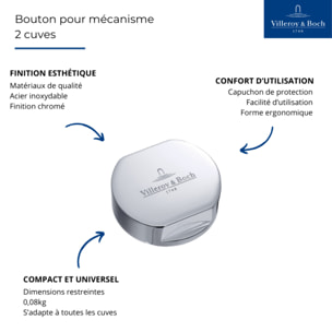 Bouton pour mécanisme 2 cuves, VILLEROY & BOCH en laiton finition chromé