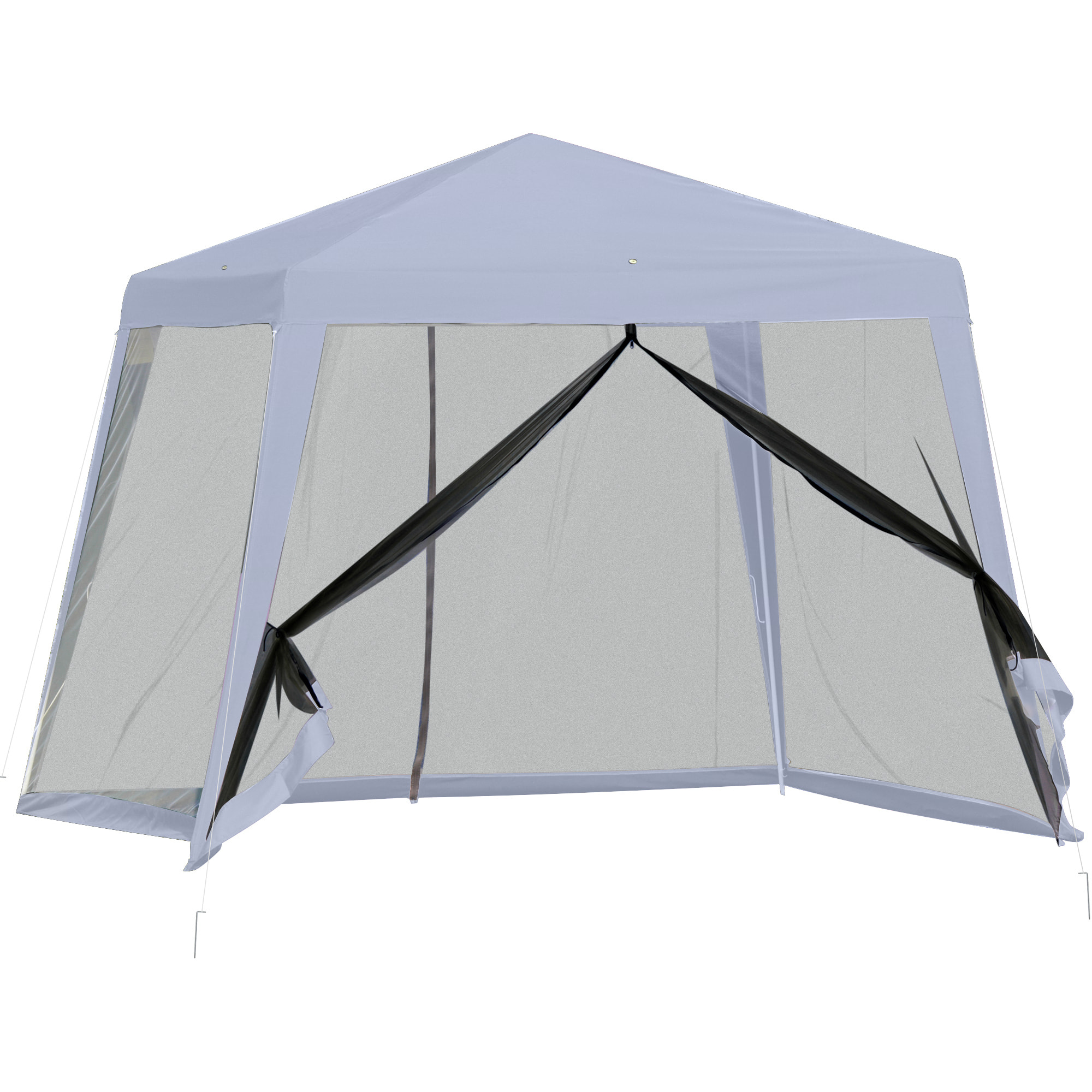 Carpa de Jardín 3x3 m con 4 Paredes Laterales Mosquitera con Cremallera Gris