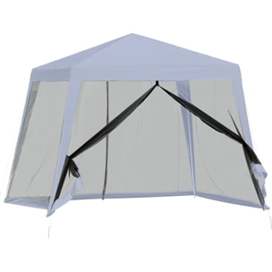 Carpa de Jardín 3x3 m con 4 Paredes Laterales Mosquitera con Cremallera Gris