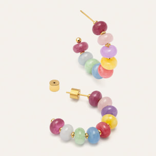 Pendientes Color Stones Acero Baño Oro