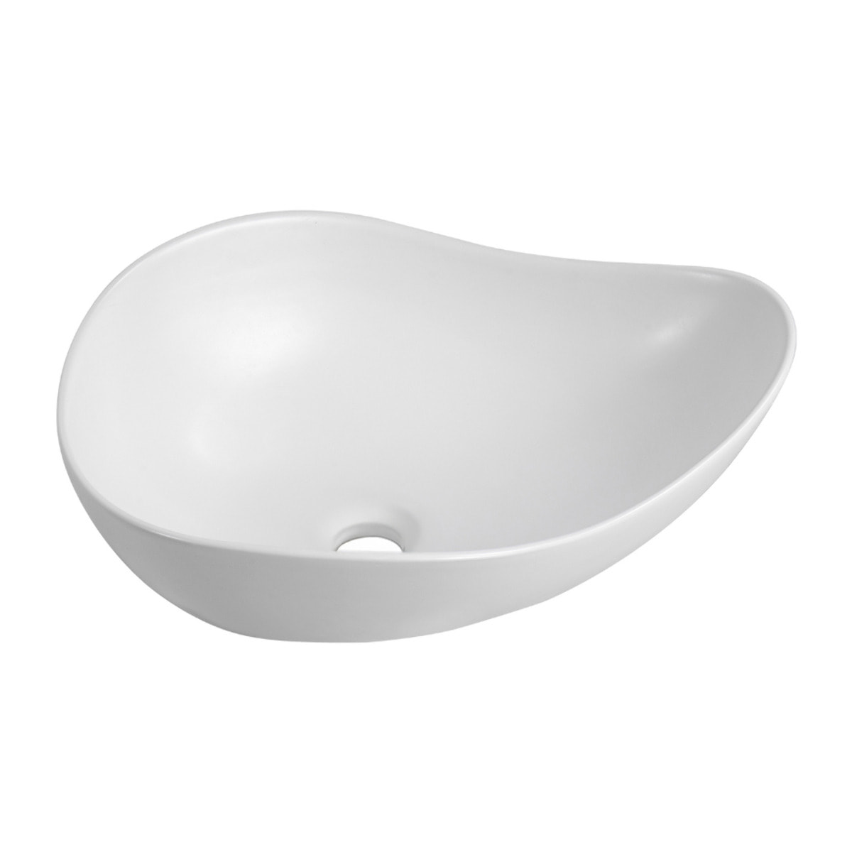 Vasque à poser design asymétrique 50,5 x 38 x 19 cm sans trop-plein blanc mat PixL (CEPX5038WM)