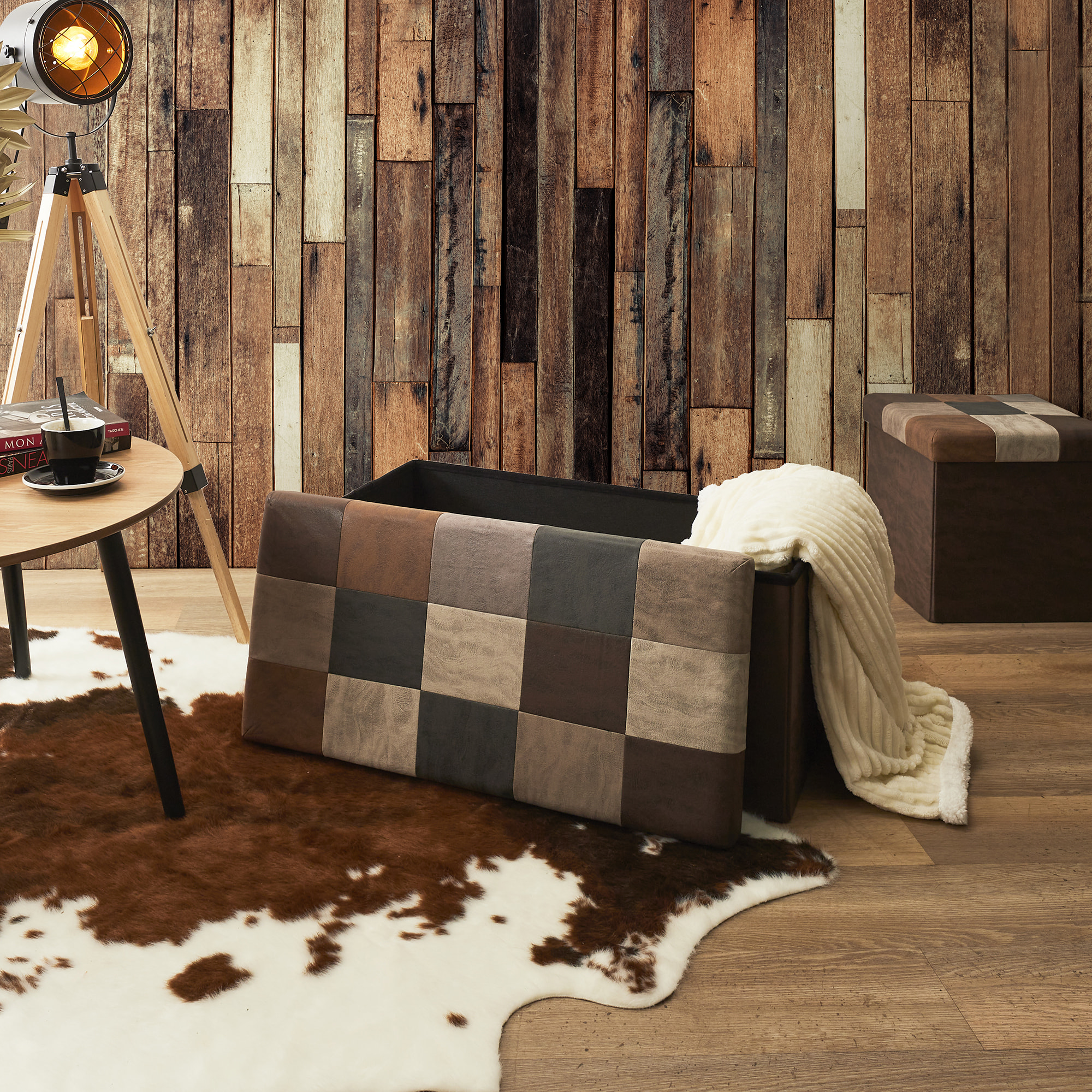 Coffre Banc Pliable Patchwork Pu M2