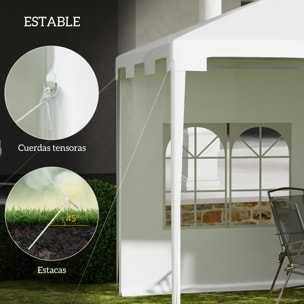 Carpa de Jardín 4x3 m Cenador Desmontable Exterior Gazebo con 2 Paneles Laterales 2 Ventanas y Marco de Acero Anti-UV Impermeable para Terraza Patio Blanco