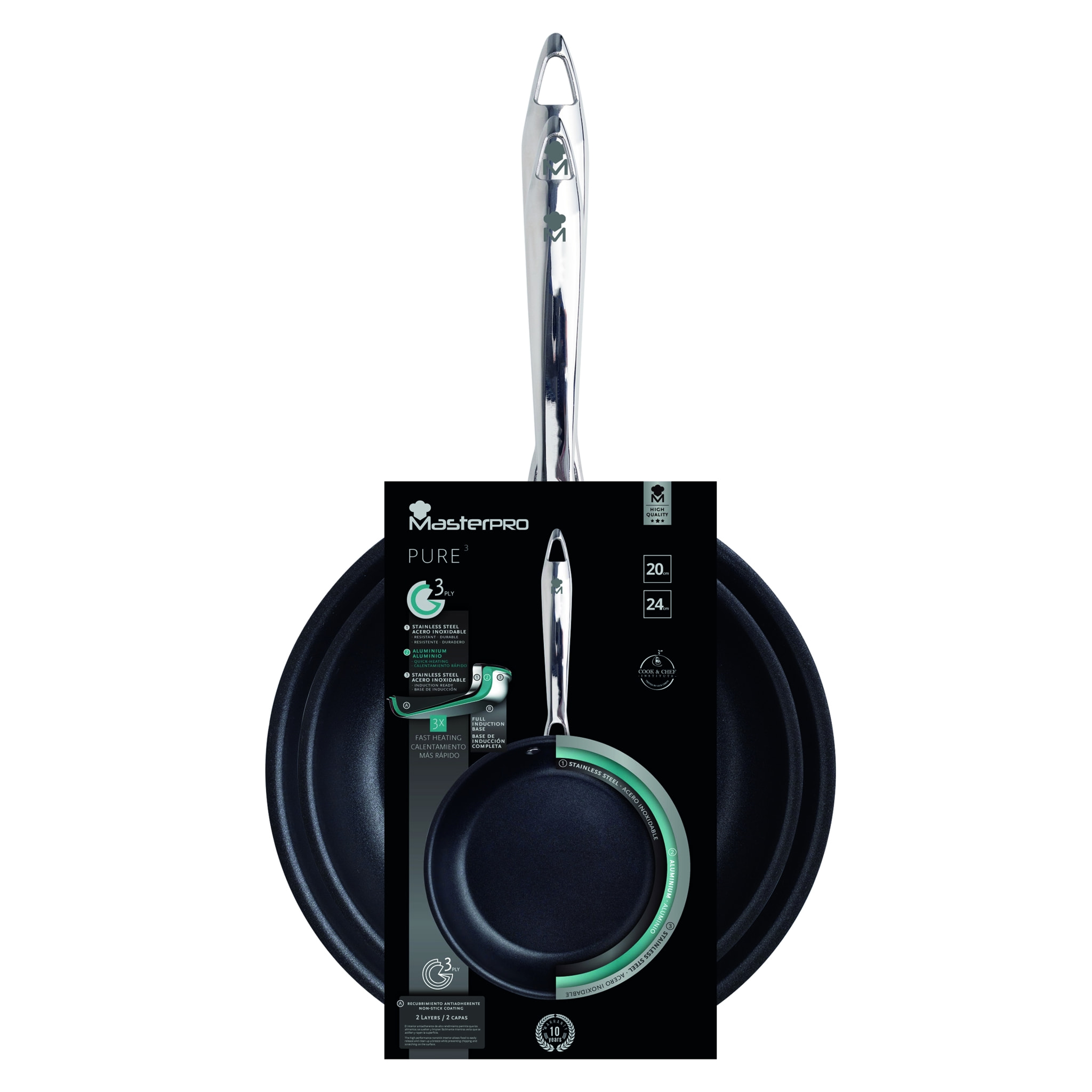 SET 2 PZS SARTEN (20CM - 24CM) TRYPLY IND PURE MP