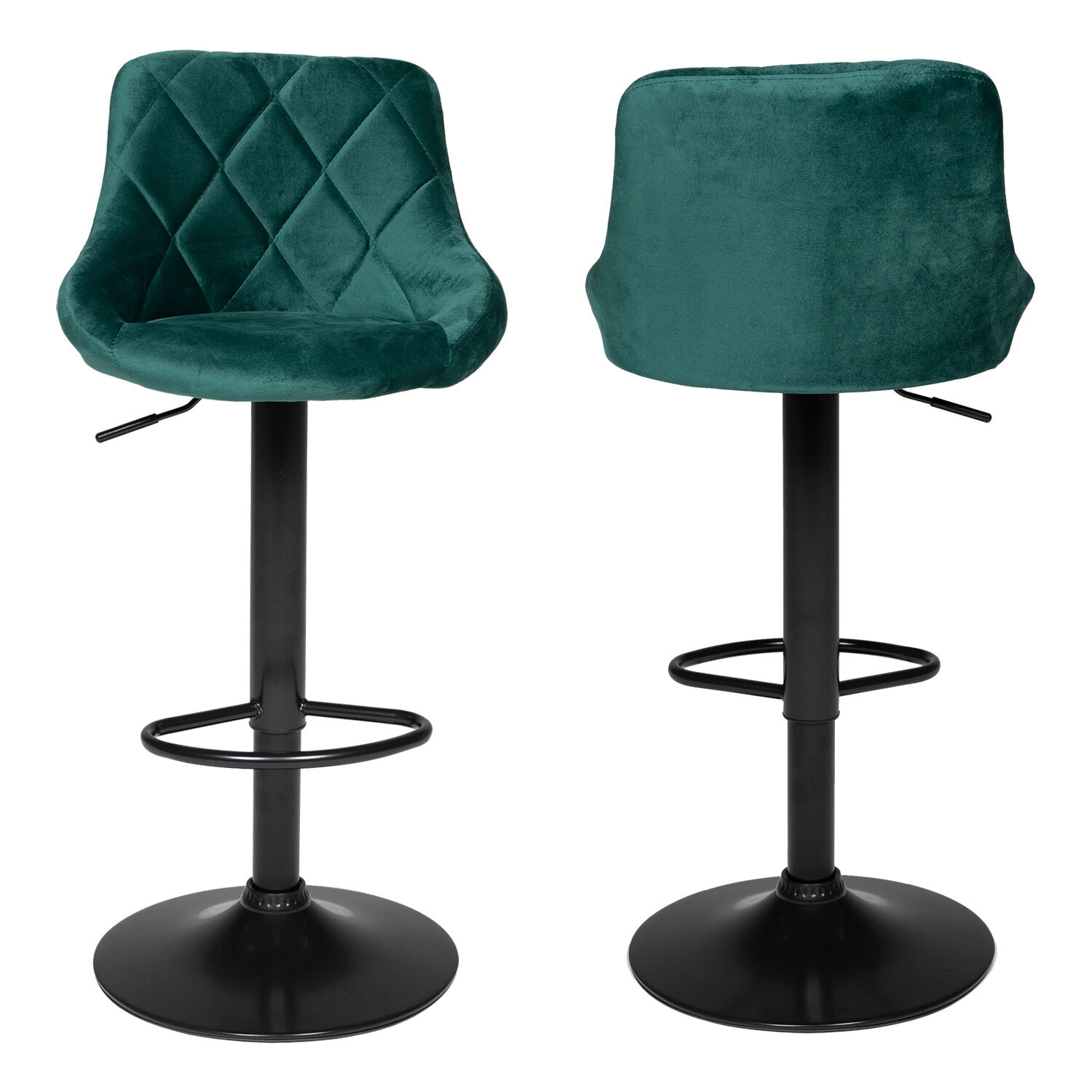 Lot de 2 tabourets de bar en velours vert ROBIN