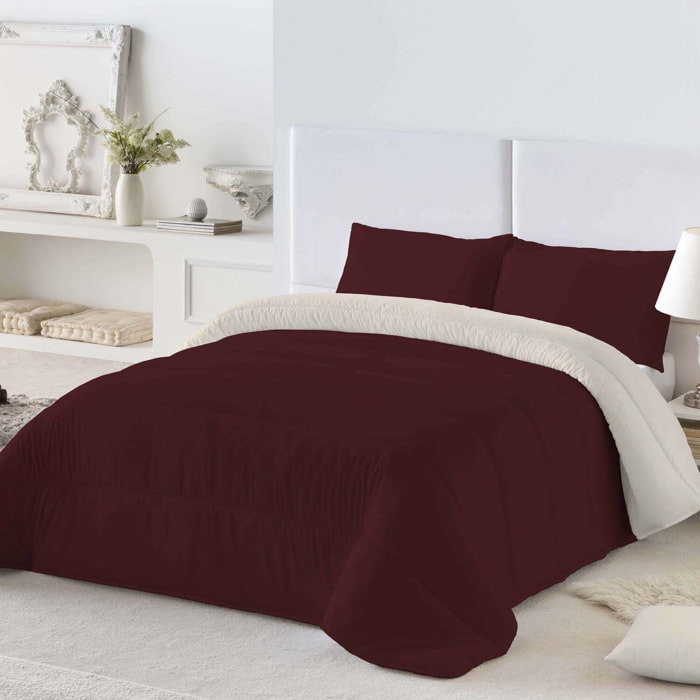 Naturals - Edredón Bicolor - 300 Gr - 100% Microfibra Poliéster - Burdeos/Vainilla