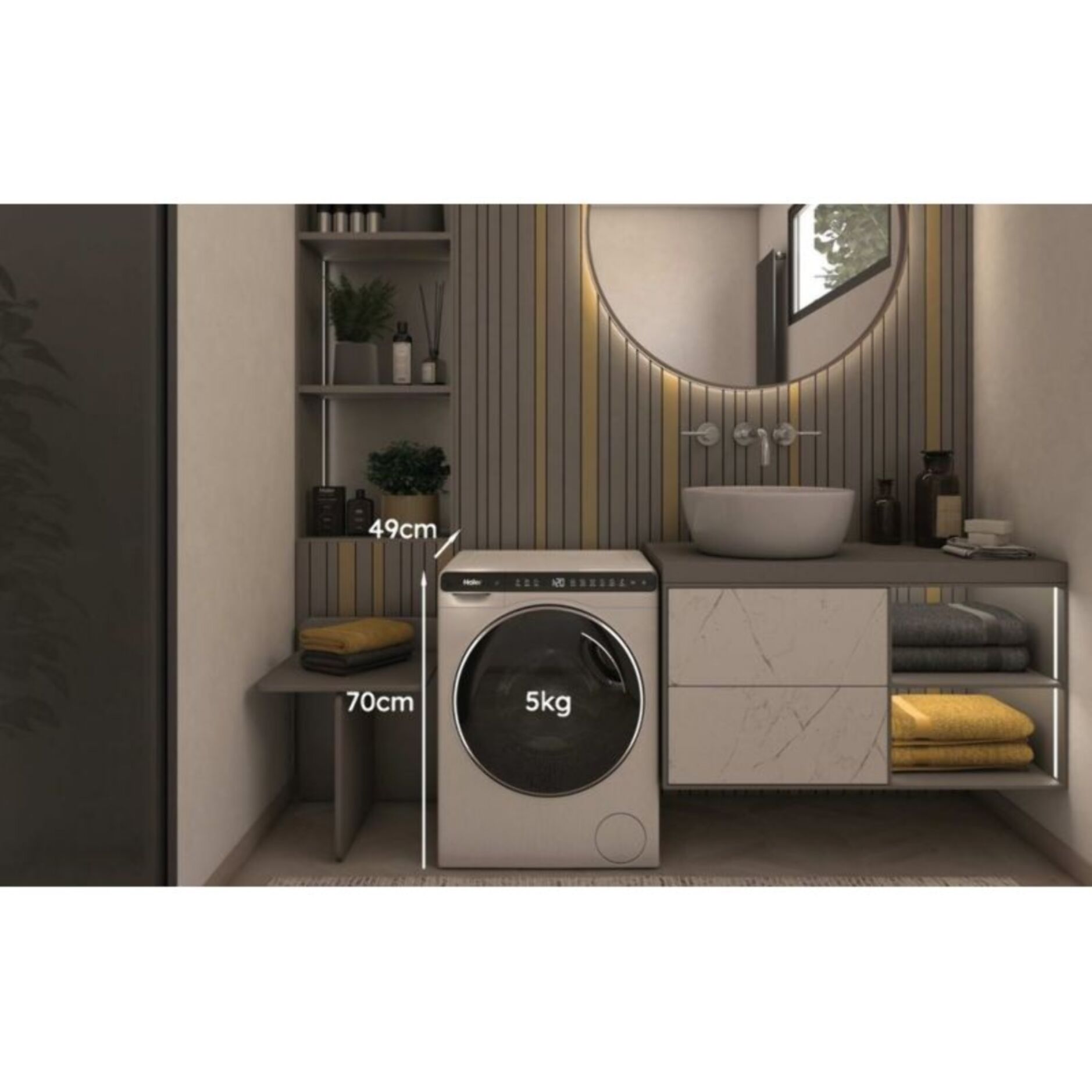 Lave linge compact HAIER HW50-BP12307U1-S