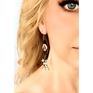 Pendiente Caleido en cuero y cristal Sw