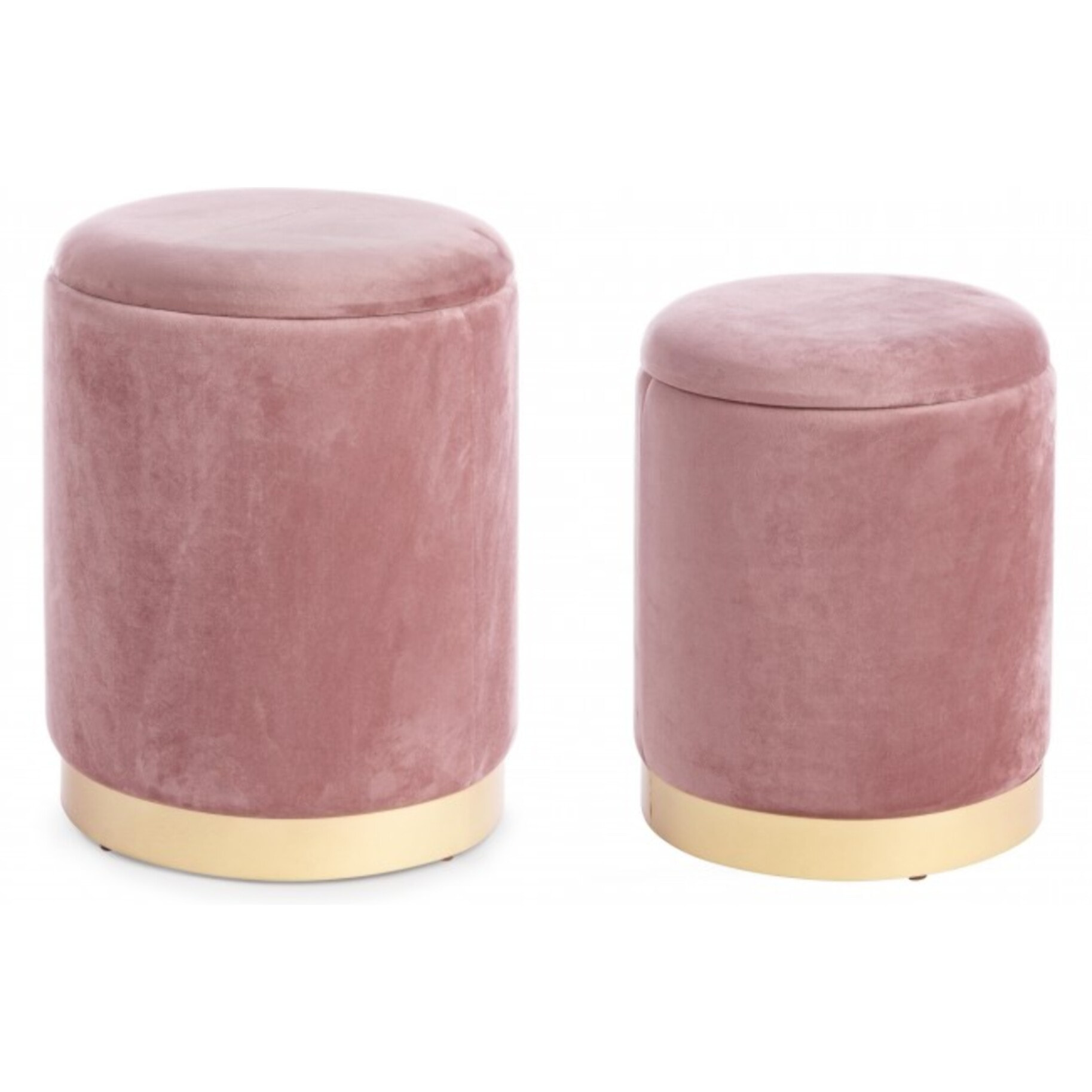 Set di 2 pouf POLINA contenitore in velluto rosa