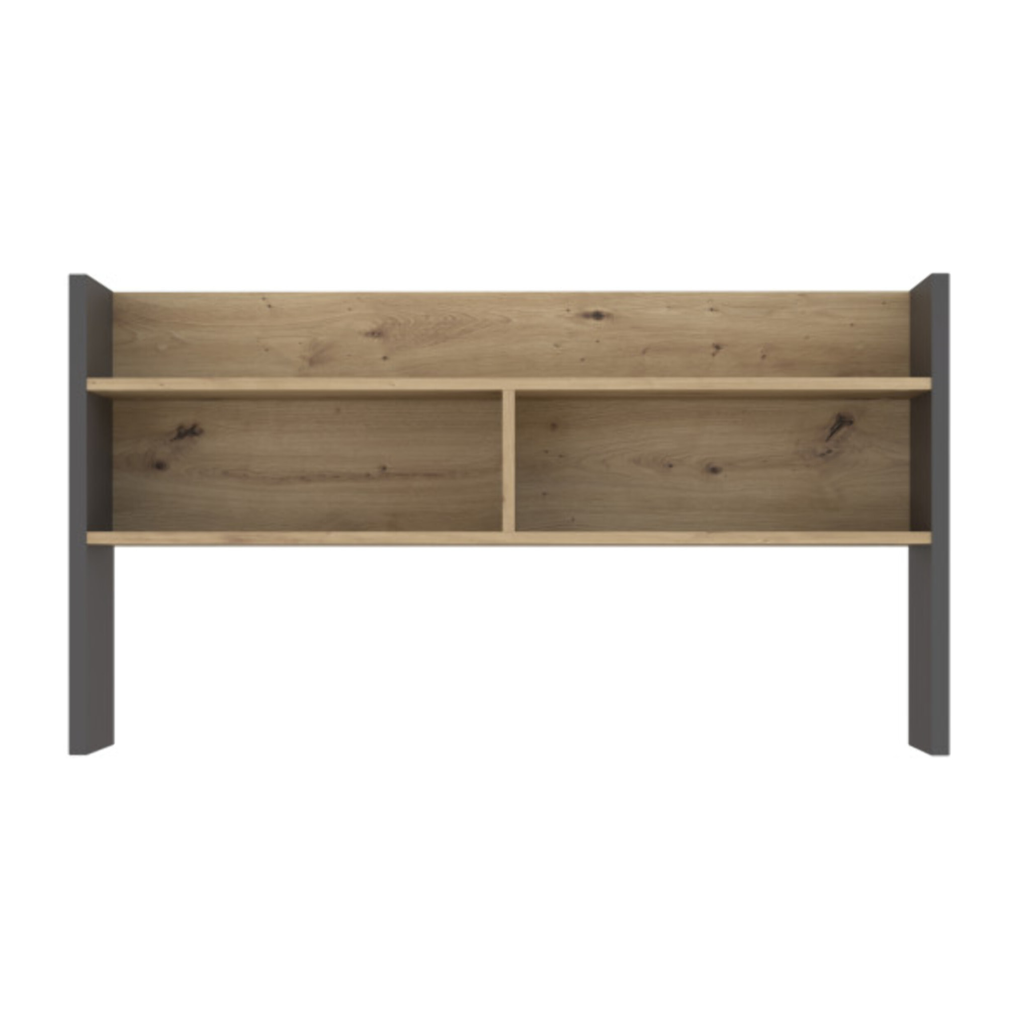 Sur-meuble de bureau avec rangements effet bois et gris foncé - L 110 CM -KIAKA