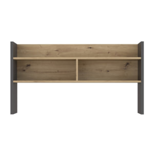 Sur-meuble de bureau avec rangements effet bois et gris foncé - L 110 CM -KIAKA