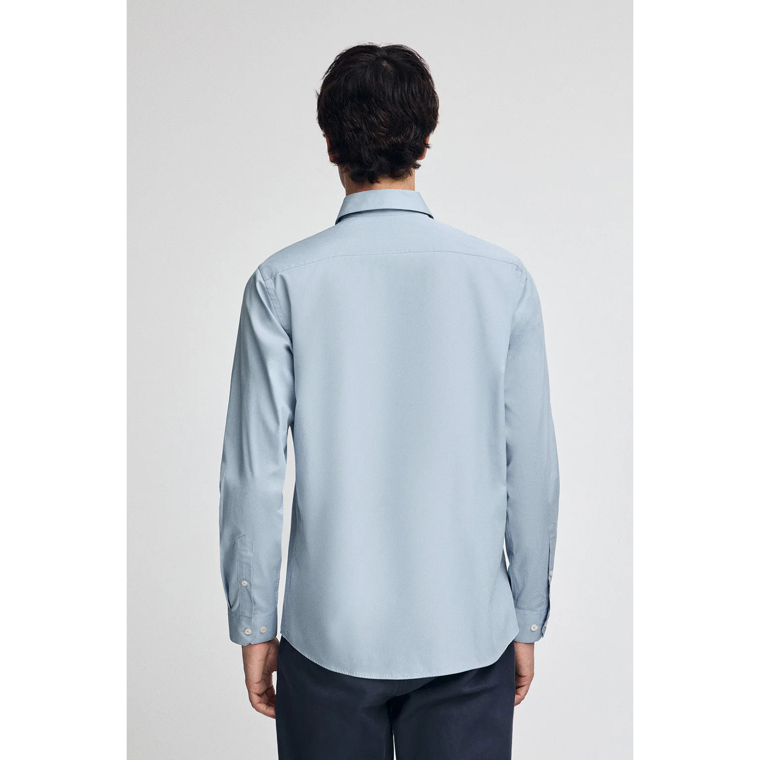 Camicia celeste in popeline slim fit con logo Rigby Go