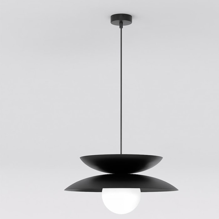 Lampada a sospensione NAGOYA in acciaio nero e vetro
