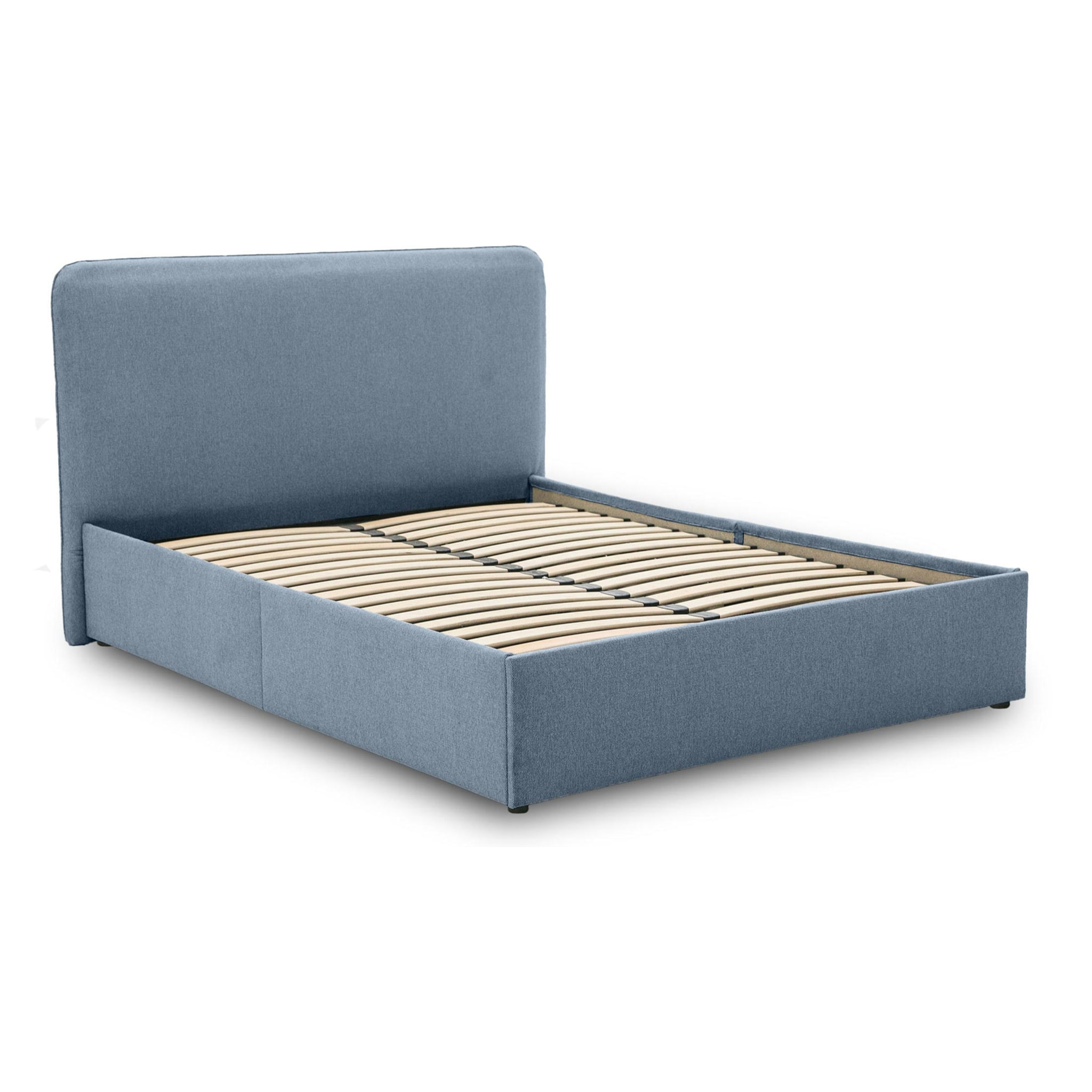 Goyave - lit coffre - 160x200 - en tissu - sommier inclus - Bleu