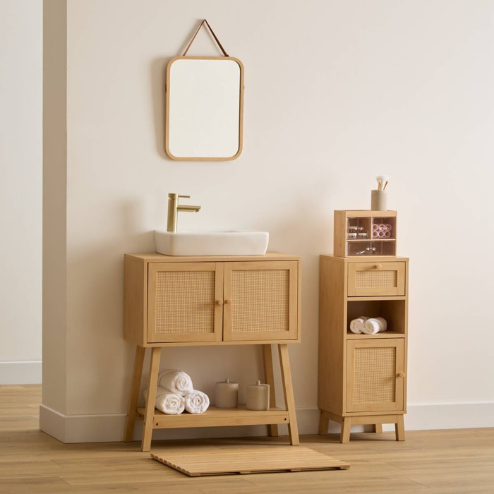 Meuble bas 1 porte 1 niveau Cane marron