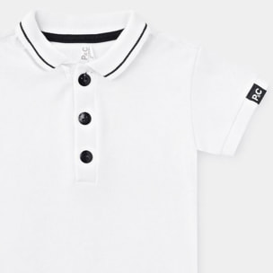 POLO M/C PIQUET BIANCO DETTAGLI BLU
