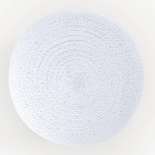 Pouf rond en jute, rayures blanches D40 cm - Billy