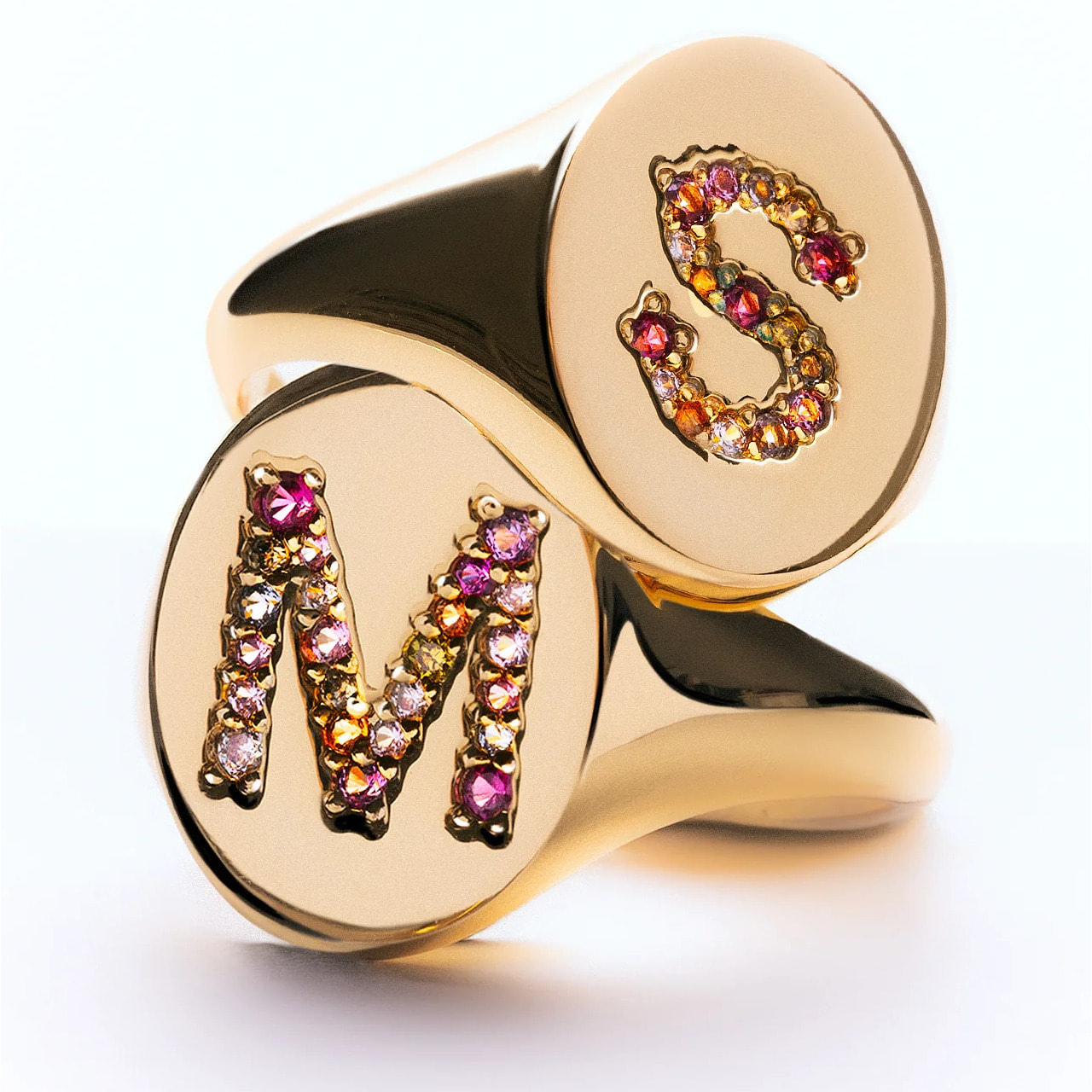 Anelli Personalized Signet Letter Colors Placcato Oro