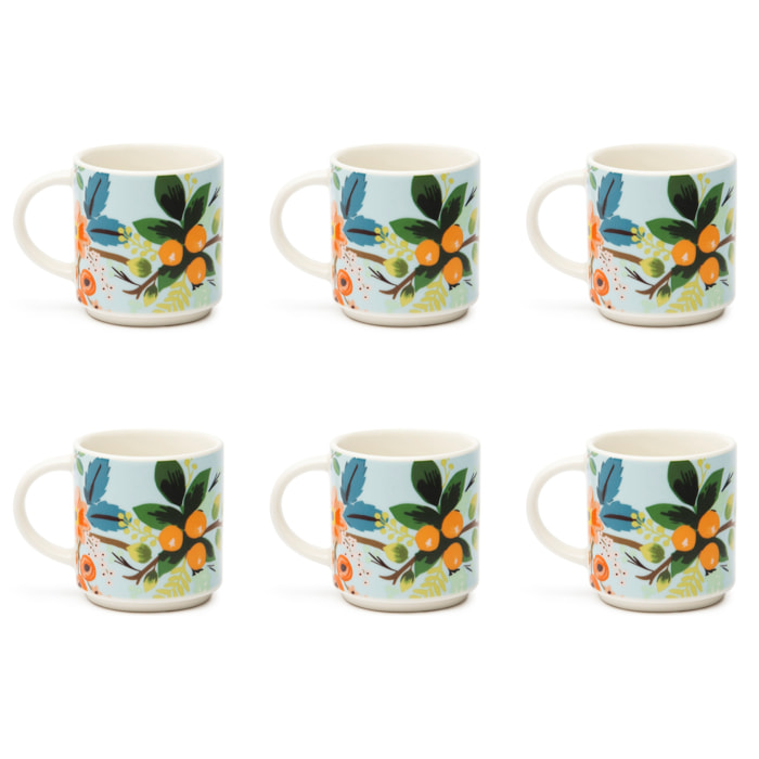 Set 6 Tasses à Café Excelsa – Fiori Frida, New Bone China Multicolore