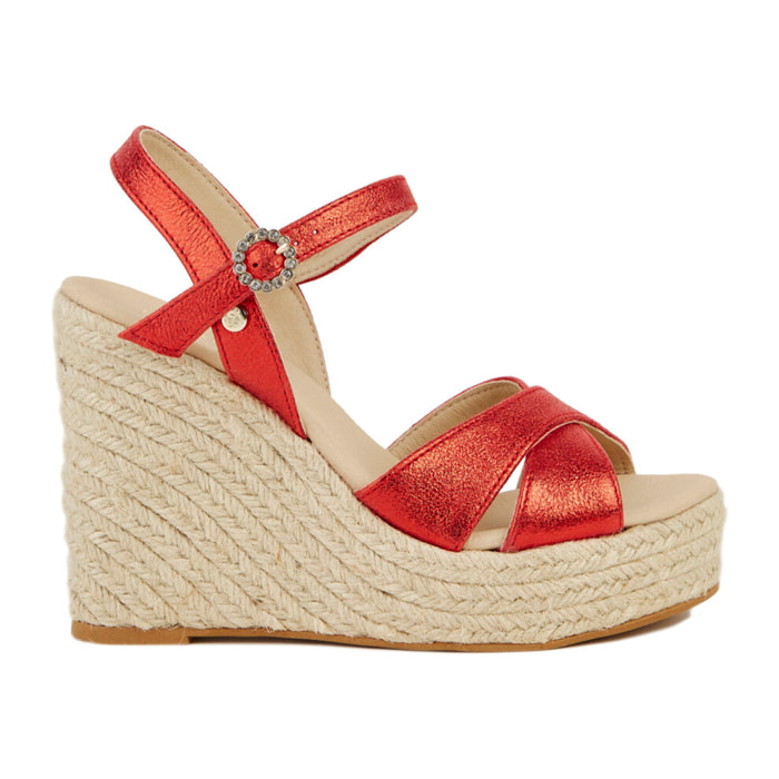 Sandalias de Cuña para Mujer - LA VALETA CARINA ROJO
