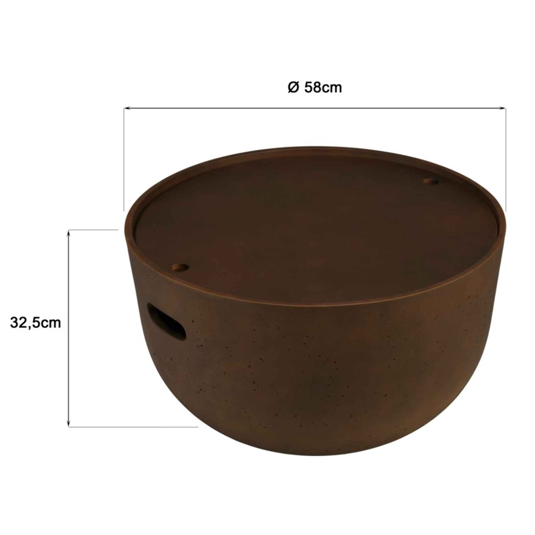 NESTOR - Table basse ronde en béton marron D58cm