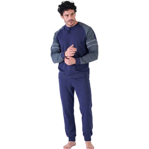 Navigare Pigiama da Uomo in Cotone Interlock Art. 842030 Blu Navy