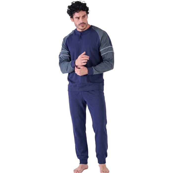 Navigare Pigiama da Uomo in Cotone Interlock Art. 842030 Blu Navy