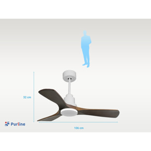 Ventilateur de plafond Réversible  Thermostat Wifi Moteur à courant continu Toits en pente Télécommande Hypersilence Mémoire