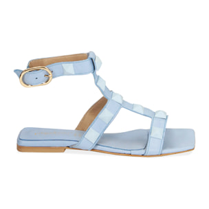 Sandali celesti in pelle