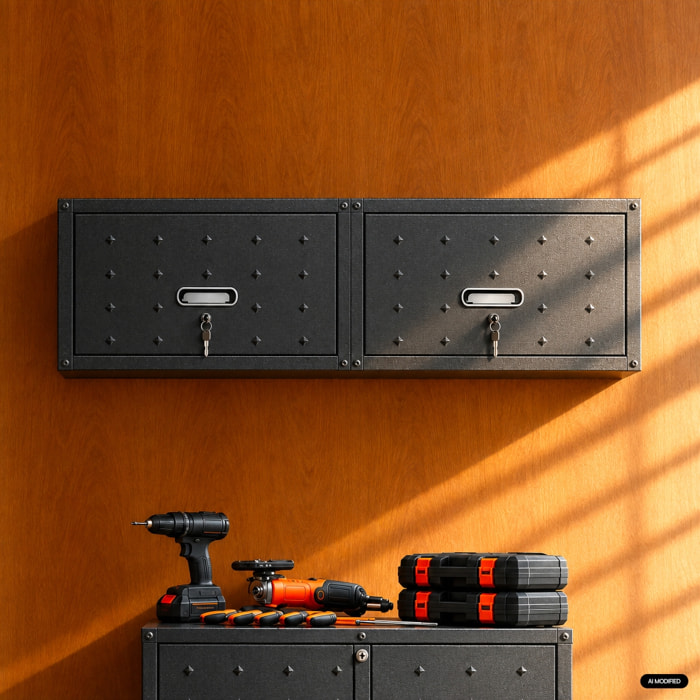 Lot de 2 meubles hauts de rangement pour garage BOBBY