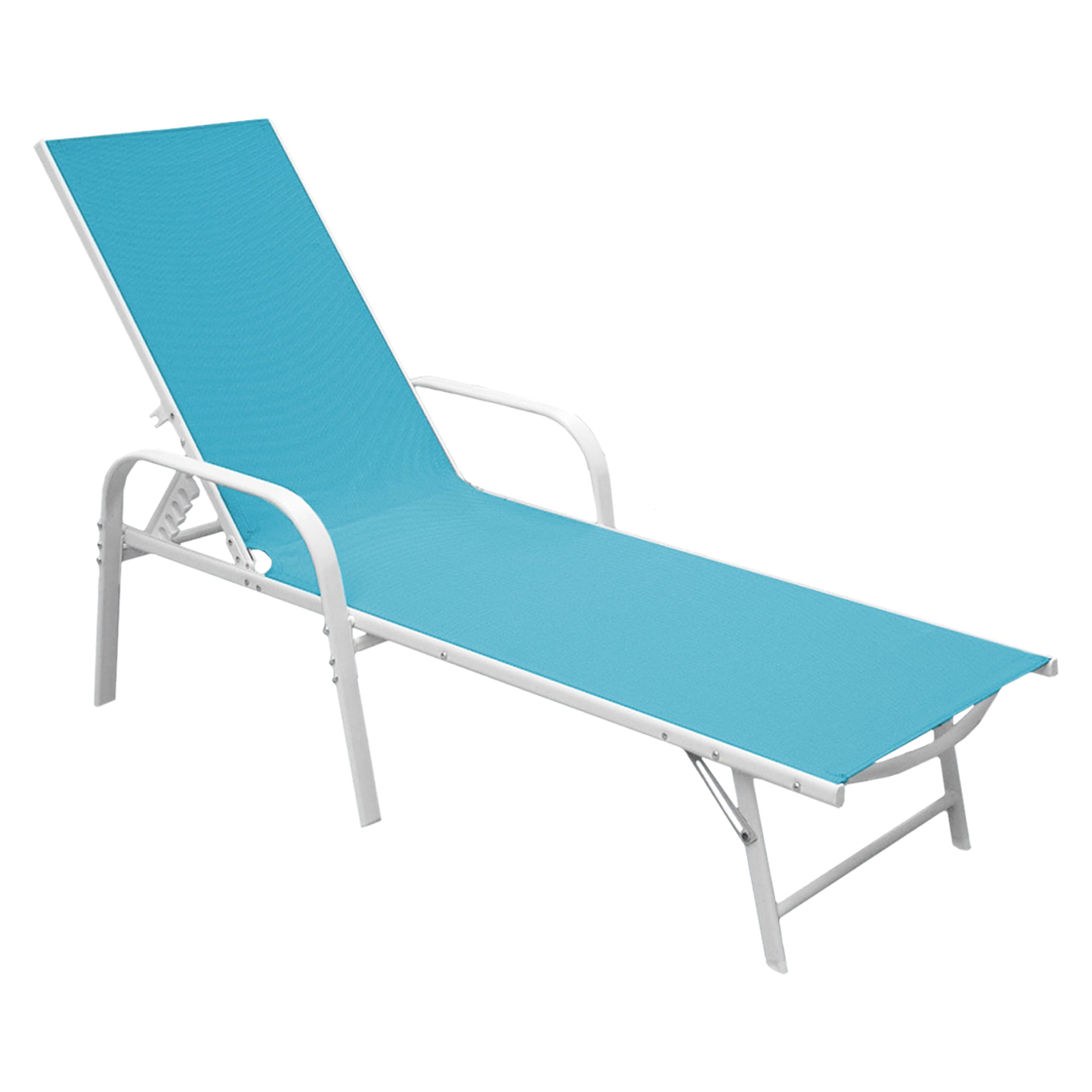 Lot de 2 bains de soleil SARDINIA en textilène bleu - structure blanche