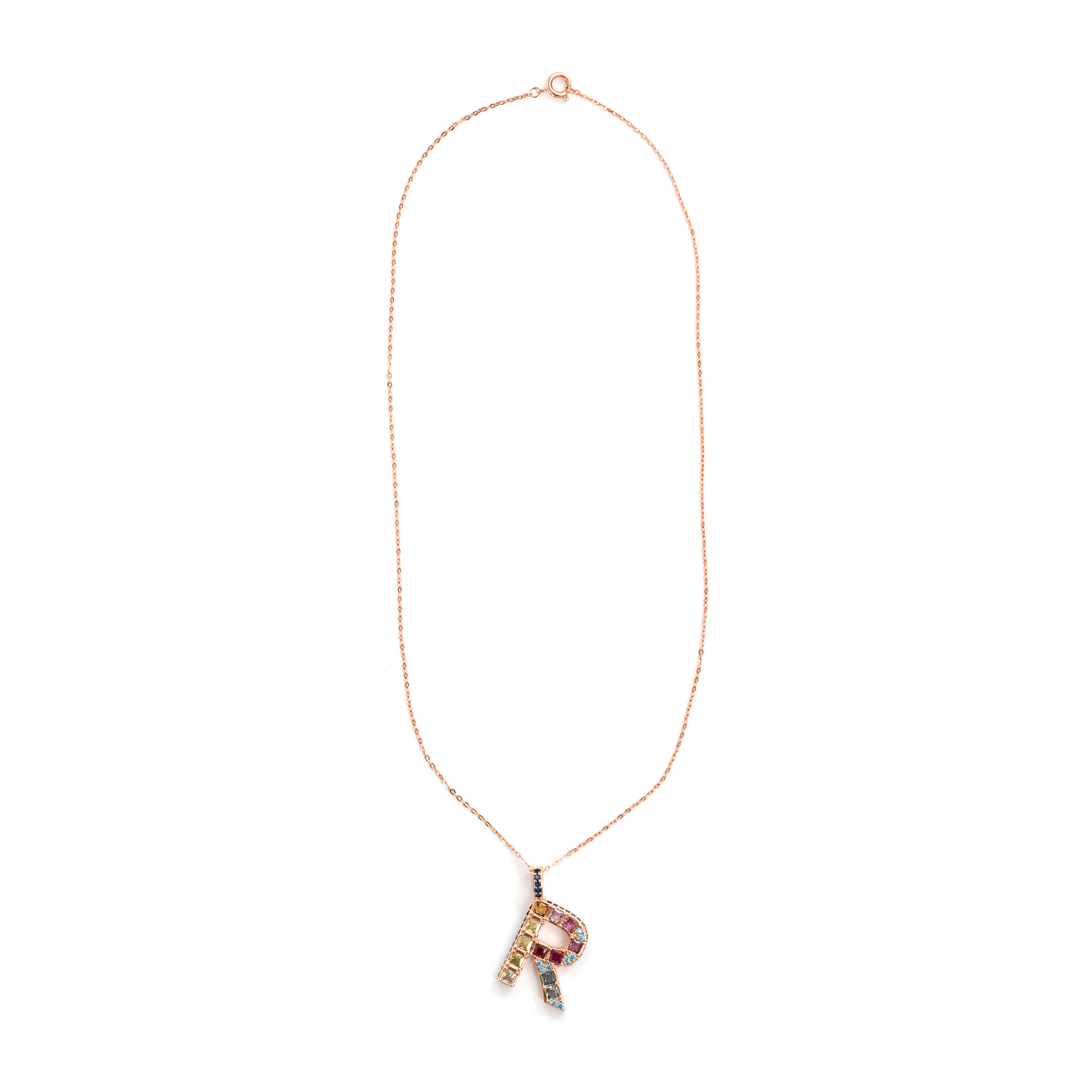 Collar R acabado oro rosa 18k