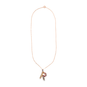 Collar R acabado oro rosa 18k
