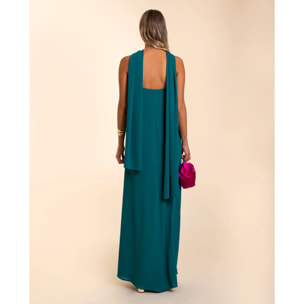 Vestido largo palabra de honor con fular